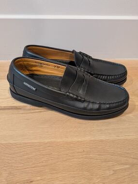 Mephisto Black Leather Penny Loafers